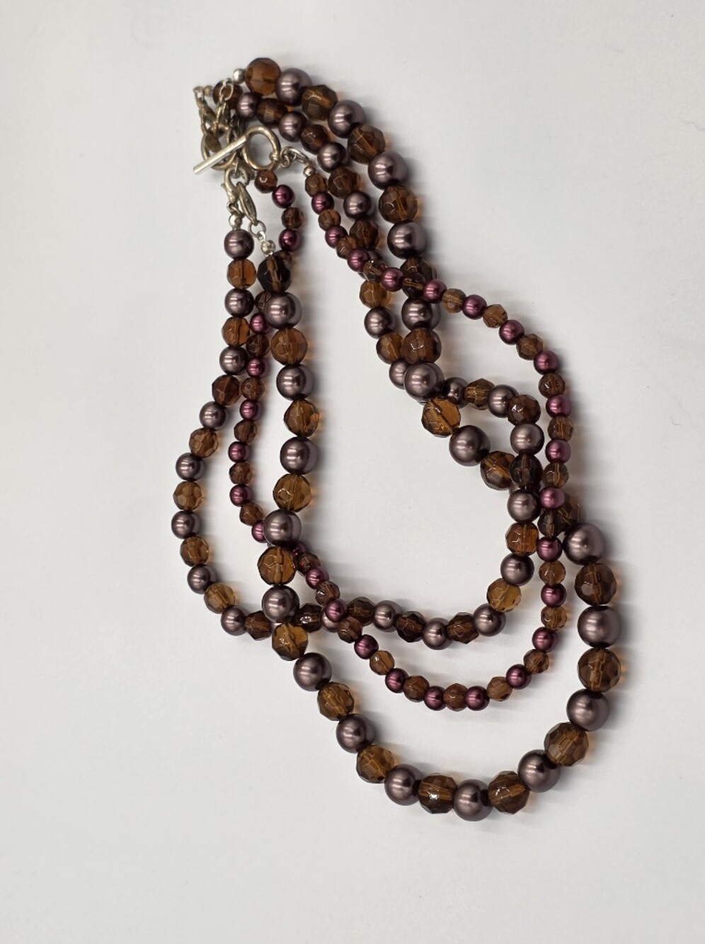 Premier Designs Multi-Strand‎ Purple and Brown Pearl Bead Necklace Women Jewelry